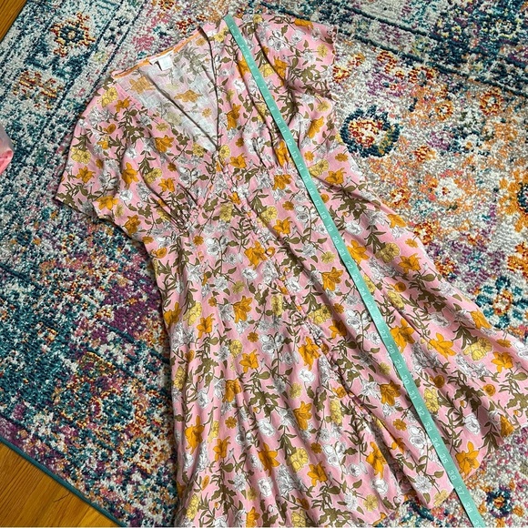 Cynthia Rowley Linen Blend Floral Cinched Button Front Dress - Picture 11 of 12